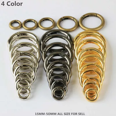 £377.89 • Buy Lot Round Carabiner Camping Push Gate Snap Open Hook Spring Ring 4Color 10-1000x
