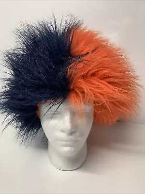 Crazy Sports Fan Wig Auburn University Student Costume Blue Orange Split Spiked • $39.50