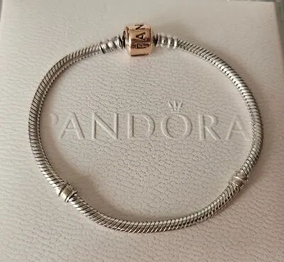 Genuine Silver Pandora Moments Charm Bracelet Rose Gold Clasp 20cm ALE R *BOXED* • £5.50