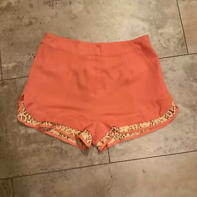 Umgee Shorts Women's Sz S Light Peachy Orange Lace Detail Pockets Lightweight • £6.12