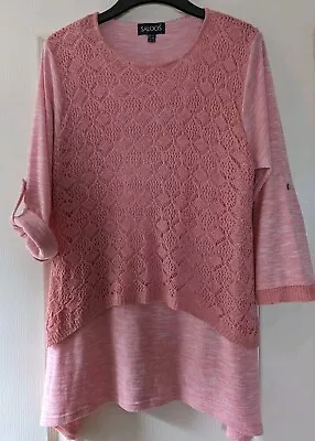 Long Top Size 12 (14) By Saloos In Pink Mix Unlined Pull On.   (r1/23) • £4.99