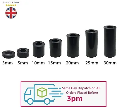 £2.55 • Buy Black Nylon Spacers Standoff Plastic Washers M6/M8 3mm - 30mm