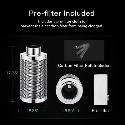 Air Carbon Filter 6  Australian Charcoal Odor Control Hydroponics Grow Tent • $59.99