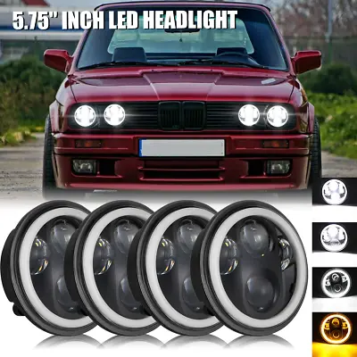 For BMW 325i 528i 535i 735i E30 5-3/4  5.75  LED Headlights Hi/Lo Round Headlamp • $125.99