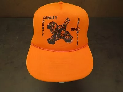 VTG Cowley County Quail Unlimited Bobwhite Orange Snapback Cap Hat Deer Hunting • $18