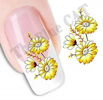 Nail Art Stickers Water Decals Transfers Pretty Yellow Daisy Flowers Nail Art • £1.75