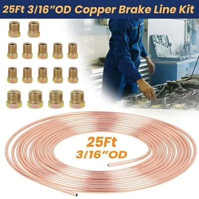 Copper Nickel Brake Line Tubing Kit 3/16 OD 25Ft Coil Roll All Size Fittings US • $14.49