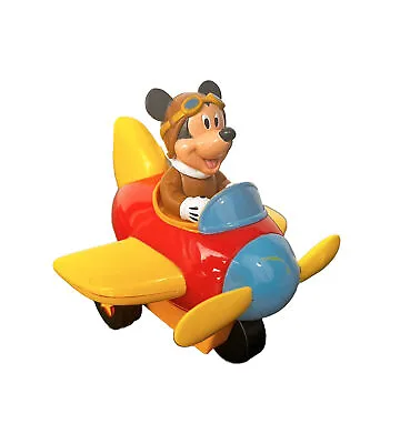 Vintage Mickey Mouse Disney Store Pull Back Propeller Airplane Toy • $10