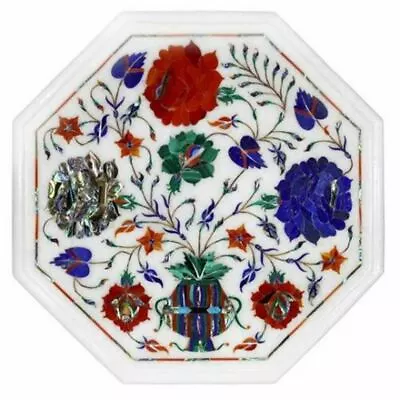 18'' Marble Side Center Table Top Pietra Dura Floral Inlay Work Home Decor Ko • $447