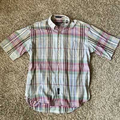 $17.99 • Buy BD Baggies Mens Multicolor Pastel Plaid Button Down Shirt Size L Short Sleeve