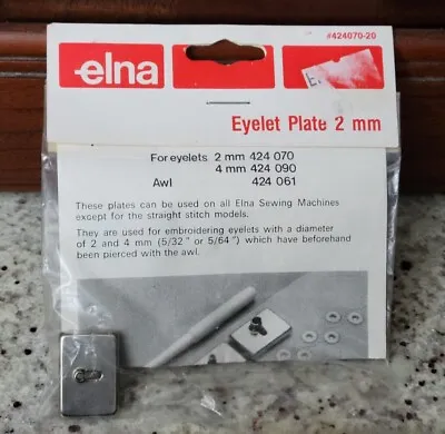 Rare Vtg New Sealed Elna 2mm Eyelet Plate For Supermatic And Other Models • $24