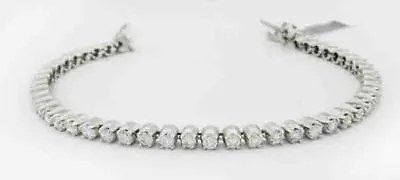 GENUINE 5 Cts DIAMONDS TENNIS BRACELET 14K WHITE GOLD * Free Certificate * • $3298.72