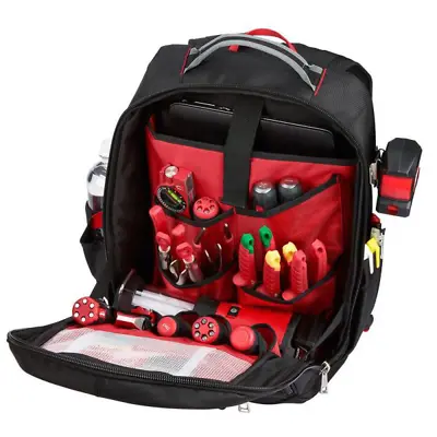 Milwaukee Low Profile Backpack 22 Pockets Metal Zippers Electrician Tool Storage • $99.27