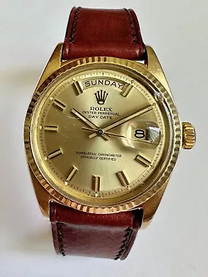 ROLEX PRESIDENT 18K Yellow Gold Day-Date 36mm Men's Size Model 1803 Circa 1970 • $7490