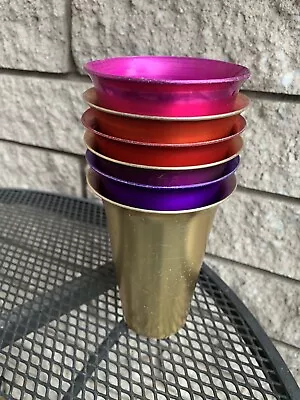 Pier 1 Retro Vintage Mid-Century  16oz Aluminum Tumblers Lot Of 6 • $12.95