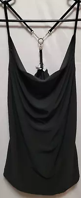 £10.63 • Buy Body Central Women's Cowl Neck Razor Back Halter Top Size M Black