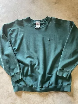 Vintage 90s Nike Sweatshirt Pullover Crewneck Large Pine Green Forest Rare Tonal • $99.99