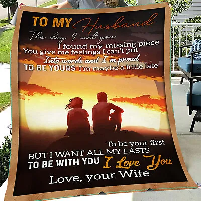 To My Husband I Love You Fleece Blanket Gift From Wife For Birthday Holiday • $52.99
