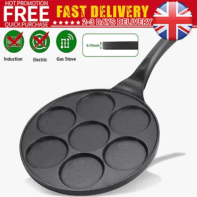 7 In 1 Egg Pancake Multi Sectional Frying Pan 7 Dimples Hole Frypan 27 Cm • £13.89