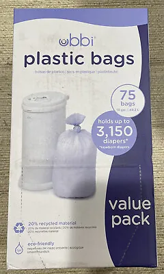 Ubbi Disposable Diaper Pail Plastic Bags Made With Recycled Materiel 75 Bags • $17.99