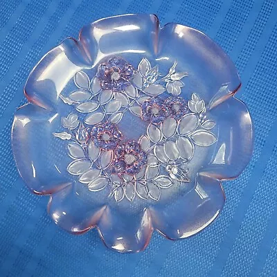 Vintage Mikasa Pink Crystal Rosella Frosted Platter Serving Dish 12  Ruffled • $14.99