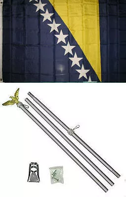 3x5 Bosnia Bosnian Flag Aluminum Pole Kit Set 3'x5' PREMIUM • $25.88