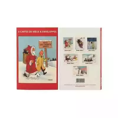 Tintin & Santa Set Of 6 Double Postcards + Envelopes   Moulinsart New And Sealed • $22.99