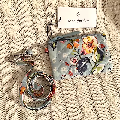 Vera Bradley Iconic Zip ID Lanyard Set Floating Garden NWT MSRP $30 • $16.97