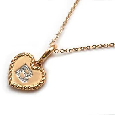 New DAVID YURMAN Heart Initial Charm B 18K Yellow Gold & Diamond 18  Necklace • $595