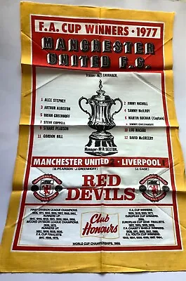 Manchester United Vintage Tea Towel 1977 FA Cup Final Winners V Liverpool • £49.95