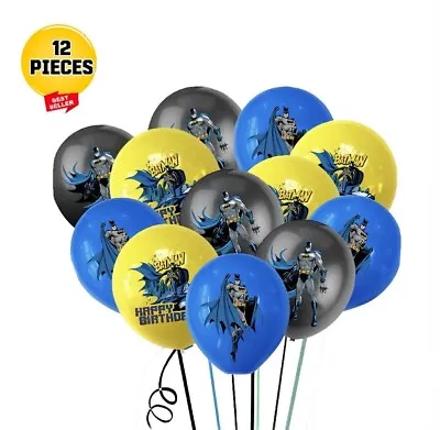 Batman 12 Latex Balloons Birthday Party Decorations Helium 12” • £5.49