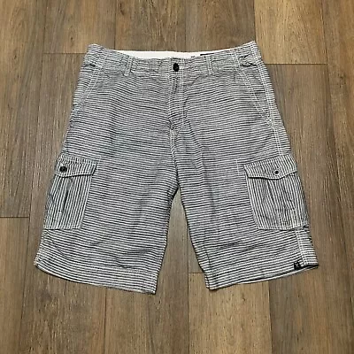 Marc Ecko Cut & Sew Mens Cargo Shorts Size 34 Black/White Stripe • $14.97