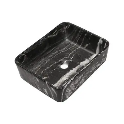 Unbranded Vessel Sink 19  Rectangular Scratch Resistant Ceramic Marble Black • $93.06