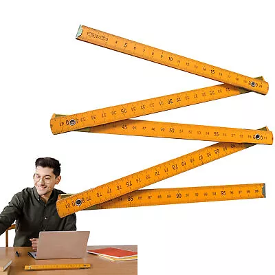 Wooden Folding Ruler 1 Meter Carpenters Measuring Metric Scale Drawing Tools • $9.22