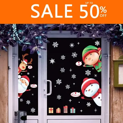 £2.96 • Buy Christmas Removable Window Stickers Xmas Santa Art Decal Wall Home Shop Decor UK