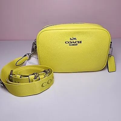 COACH CH689 Mini Jamie Camera Bag NEON Pebble Leather Crossbody Bright Yellow • $135