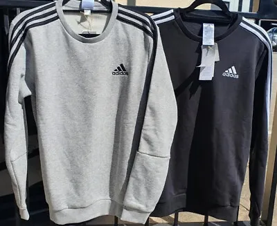 $32.99 • Buy Mens Adidas 3 Stripe Sweater Jumper Fleece Lined