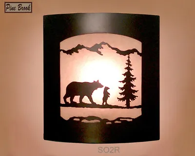 Wall Sconce Rustic Bear Lights Cabin Decor Lamp Right Facing • $149