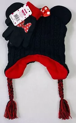 Girl's Youth Disney Junior Minnie Mouse Beanie And Gloves Set One Size • $16.99