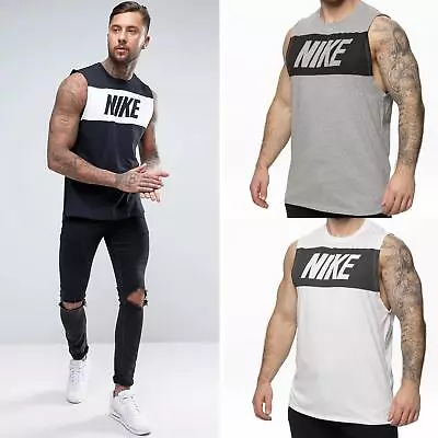 Nike Mens Vest Training Athletic Gym Activewear Retro Logo Sports Summer Tank • £15.99