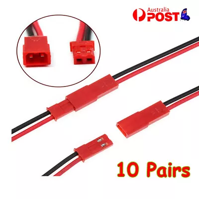 10Pair 100mm JST 2Pin Male Female Cable Connector 24AWG Wire Plug For RC Battery • $7.16