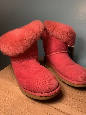 UGG Bailey Button Womens Size 6 Winter Boots Pink Leather • $26