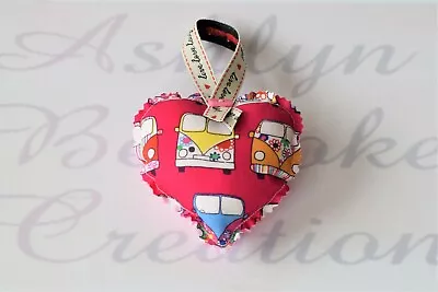 Hand Made Padded 'camper Van' Hanging Heart With Love Laugh Live Ribbon • £3.49