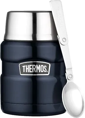 Thermos 470ml Stainless King Vacuum Insulated Food Jar W/ Spoon Midnight Blue • $58.99