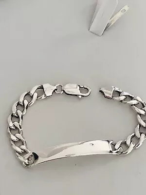 MEN'S SOLID 925 STERLING SILVER CUBAN LINK ID BRACELET 7.25'' 7.6 Mm Wide • $20.50