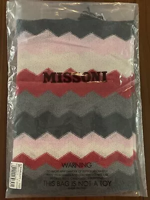 New MISSONI Chevron Knit Scarf Grey Pink Red White • $89.99