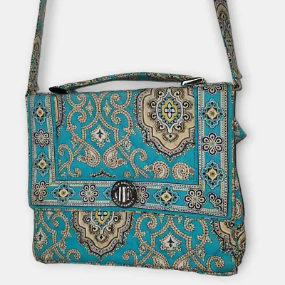 Vera Bradley Julia Logo Turn Lock Turquoise Medallion Satchel Crossbody Bag • $18.74