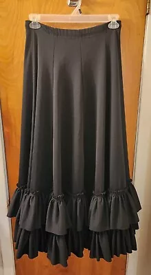 Main Street Dancewear Black Flamenco Dance Skirt Size Small Ruffled Hem  • $75