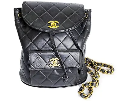 Chanel Vintage Classic Black Double CC Turnlock Backpack Bag • $5999