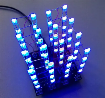 4X4X4 3D Light Cube Electronic Kits Blue Arduino Shield Blue LED Precise DIY Kit • $4.96